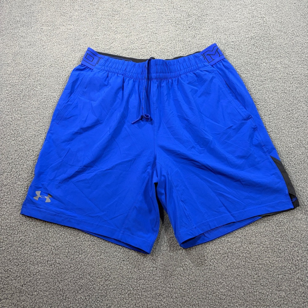 Under Armour Shorts Mens Large Blue HeatGear 1321724 Fitted Athletic Running Gym